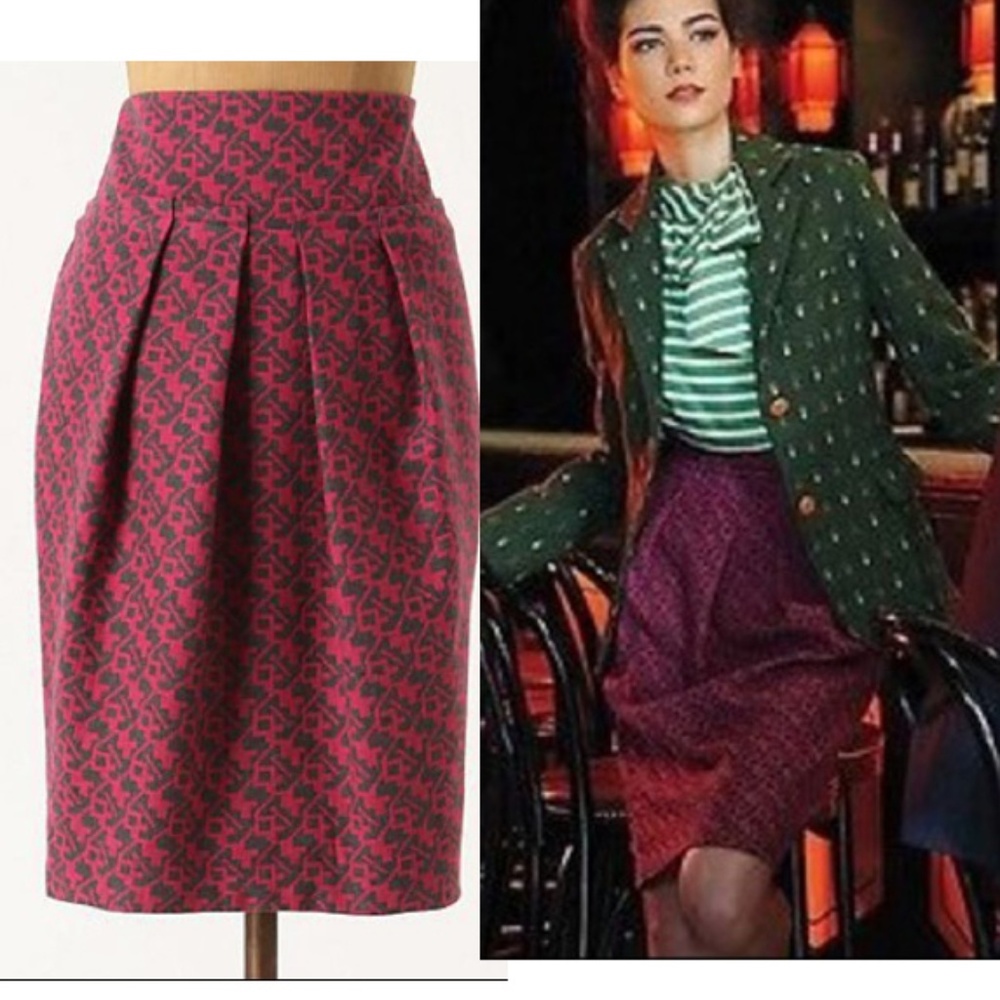 Anthropologie Eva Franco Pink Shirr Pleat skirt 2P